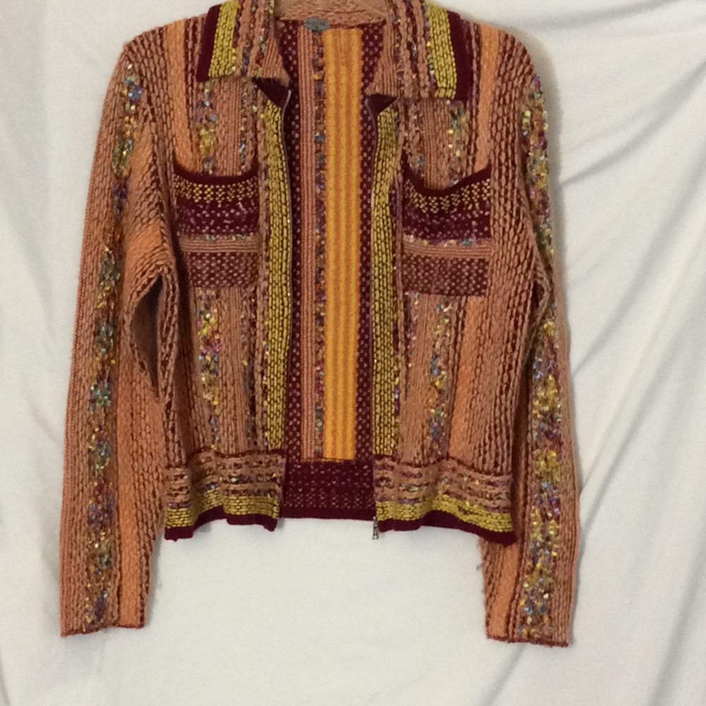 Colorful sweater jacket unique details - Picture 3 of 6